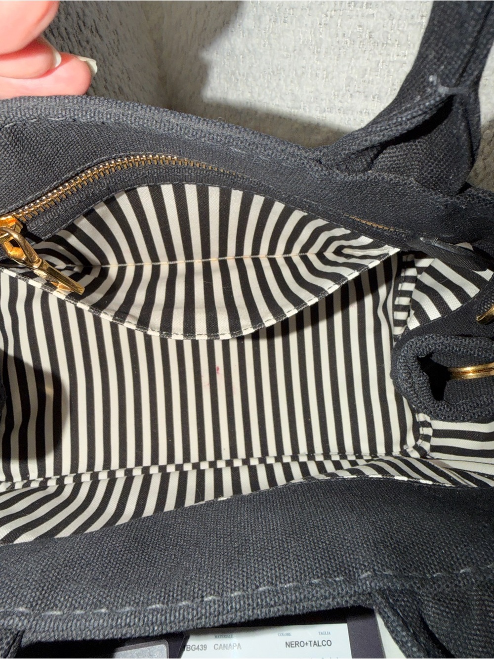 Prada Black Canvas Tote with Gold Logo - Picture 14 of 15